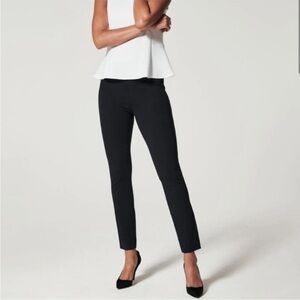 SPANX The Perfect Pant Black, High Rise Slit Ankle Pants With Pockets Sz M *R20